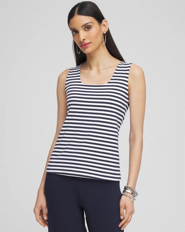 Contour Cotton Stripe Square Neck Tank